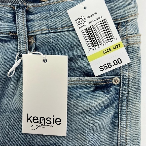 NWT KENSIE Women’s Blue Jean Shorts Sz 4 Distressed Medium Wash Stretch Pockets - Picture 6 of 13